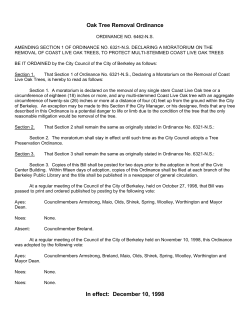 Oak Tree Removal Ordinance