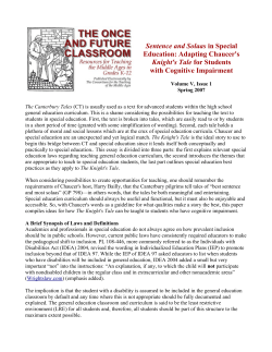 Sentence and Solaas in Special Education: Adapting Chaucer`s