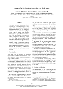 Learning foci for Question Answering over Topic Maps