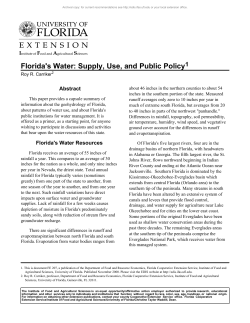 Florida`s Water: Supply, Use, and Public Policy1