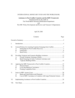 Assistance to Post-Conflict Countries and the HIPC Framework