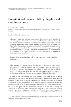 Constitutionalism in an old key: Legality and constituent power