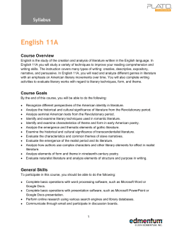 English 10A - Greenways Academy