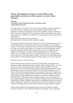 Playing with designing: the impact of young children`s play