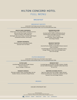 HILTON CONCORD HOTEL FULL MENU