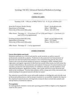 Sociology 760: Advanced Statistical Methods in Sociology
