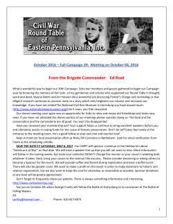 October Newsletter 2016 - Civil War Roundtable of Eastern PA