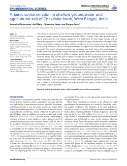 Arsenic contamination in shallow groundwater and agricultural soil