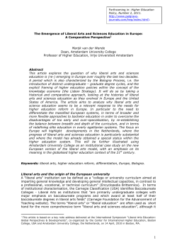 The Emergence of Liberal Arts and Sciences Education in Europe: A