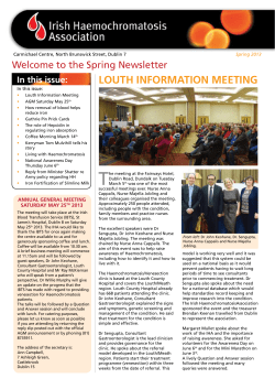 Newsletter Spring 2013 - Irish Haemochromatosis Association