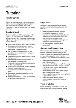 Tutoring - NSW Fair Trading