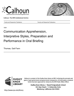 Communication Apprehension, Interpretive Styles, Preparation and