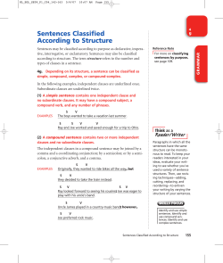 Sentences Classified According to Structure