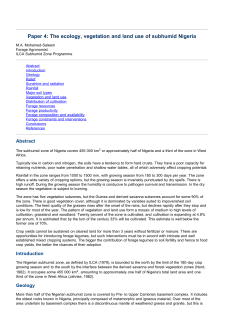 Paper 4: The ecology, vegetation and land use of subhumid Nigeria