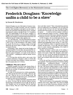 Frederick Douglass: `Knowledge Unfits a Child to Be a Slave`