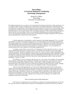 Storytelling: A Practical Method for Facilitating Knowledge