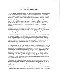 Northeast/Mid-Atlantic States Low Carbon Fuel Standard