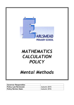 CALCULATION POLICY Mental Methods
