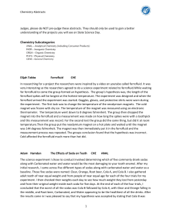Chemistry Abstracts 1 Judges, please do NOT pre