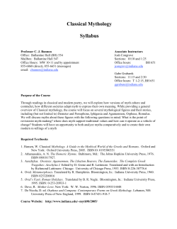 Classical Mythology Syllabus - Indiana University Bloomington