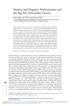 Positive and Negative Perfectionism and the Big Five Personality