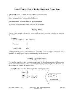 Math 8 Notes &ndash; Unit 4: Ratios, Rates, and Proportions