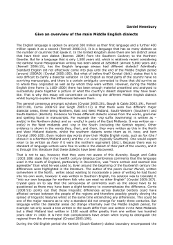 Give an overview of the main Middle English dialects - 1066