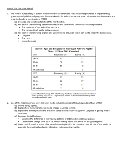 Unit 6: The Executive Branch 1. The federal bureaucracy as part of