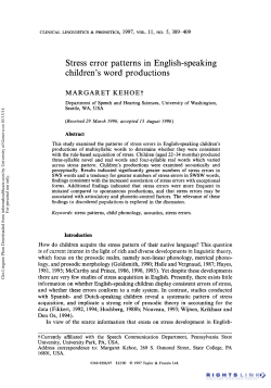 Stress error patterns in English-speaking children`s word productions