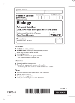 June 2015 (IAL) QP - Unit 3 Edexcel Biology A