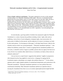 Thirteenth Amendment Optimism and Its Critics: A Sesquicentennial