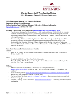 Teen Decision Making Resource Handout