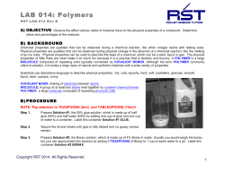 LAB 014: Polymers - Rocket Science Tutors