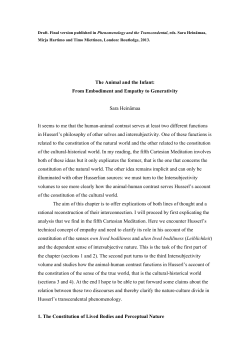 The Animal and the Infant: From Embodiment and