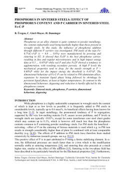 PHOSPHORUS IN SINTERED STEELS: EFFECT OF