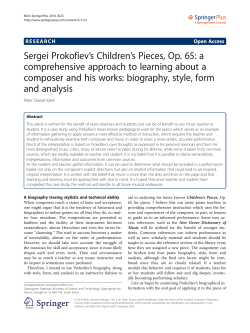 Sergei Prokofiev`s Children`s Pieces, Op. 65: a comprehensive