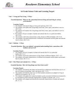 First Grade Science Learning Targets