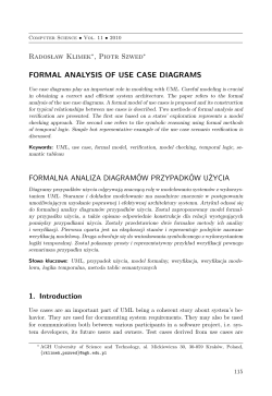 FORMAL ANALYSIS OF USE CASE DIAGRAMS FORMALNA