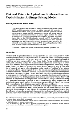 Risk and Return in Agriculture: Evidence from an