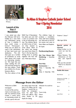 Message from the Editor - Ss Alban and Stephen Catholic Junior