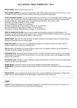 daily notices &ndash; friday 10 march 2017 &ndash; day 2