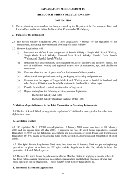 EXPLANATORY MEMORANDUM TO THE SCOTCH WHISKY