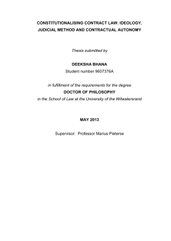 CONSTITUTIONALISING CONTRACT LAW: IDEOLOGY, JUDICIAL