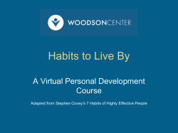 Habits to Live By - The Woodson Center