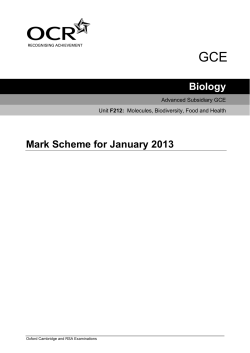 Biology Mark Scheme for January 2013