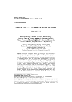 INCIDENCE OF FLAT FOOT IN HIGH SCHOOL STUDENTS UDC