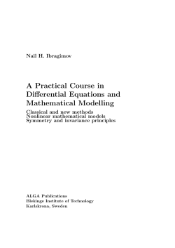 A Practical Course in Differential Equations and Mathematical
