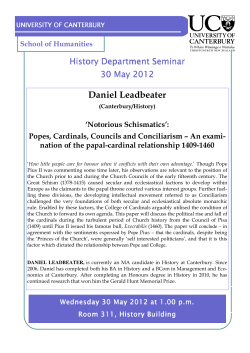 History Department Seminar History Department