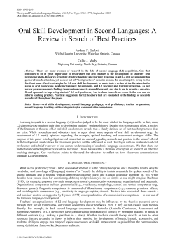 Oral Skill Development in Second Languages: A Review in Search