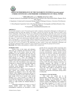 GROWTH PERFORMANCE OF THE MANGROVE OYSTER
